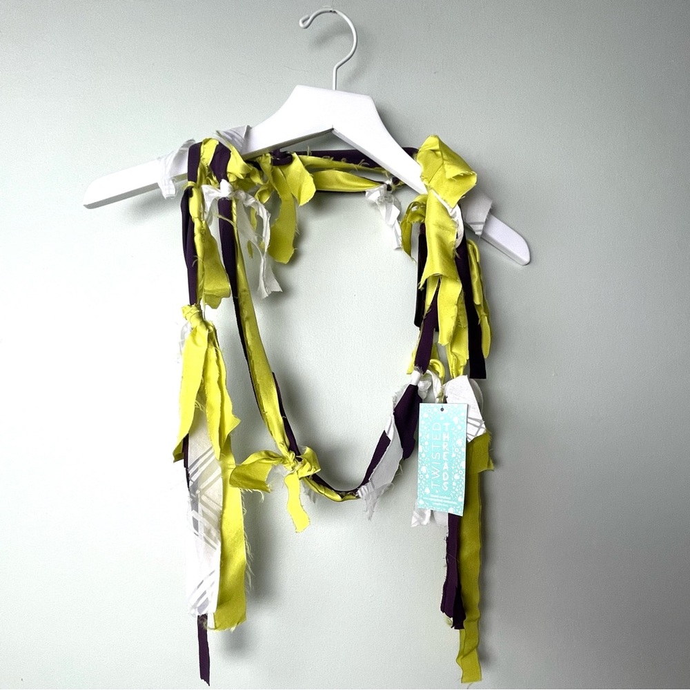 One-of-a-kind Scarf / Lime & Eggplant • 84” / OS / Twisted Threads Accessory